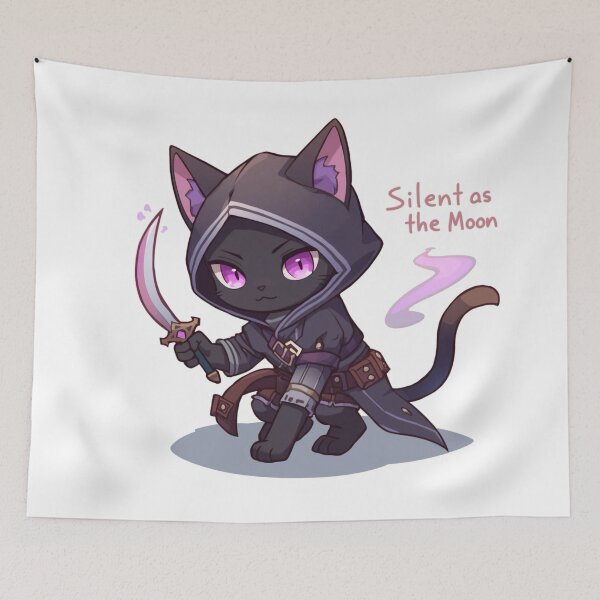 Item preview, Ninja Cat Assassin | “Silent as the Moon” | Cute Fantasy Cat Lover Art | Kawaii Animal Design designed and sold by RungsitDesign.