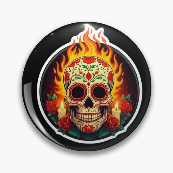 Item preview, Fiery Sugar Skull with Roses designed and sold by PrintBreeze.