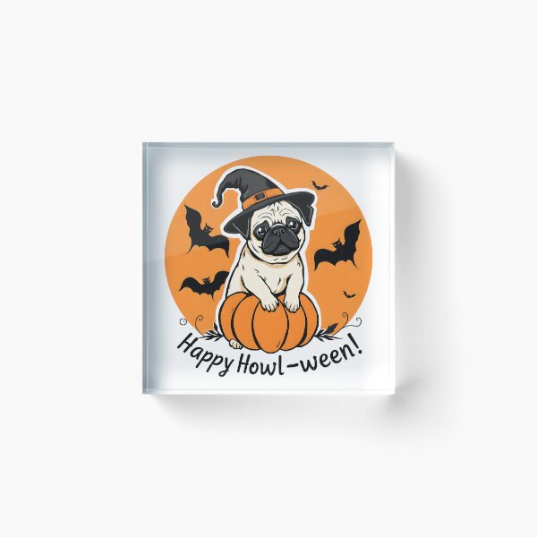 Item preview, Pug Pumpkin Witch – Vintage Halloween designed and sold by MajdoArt.