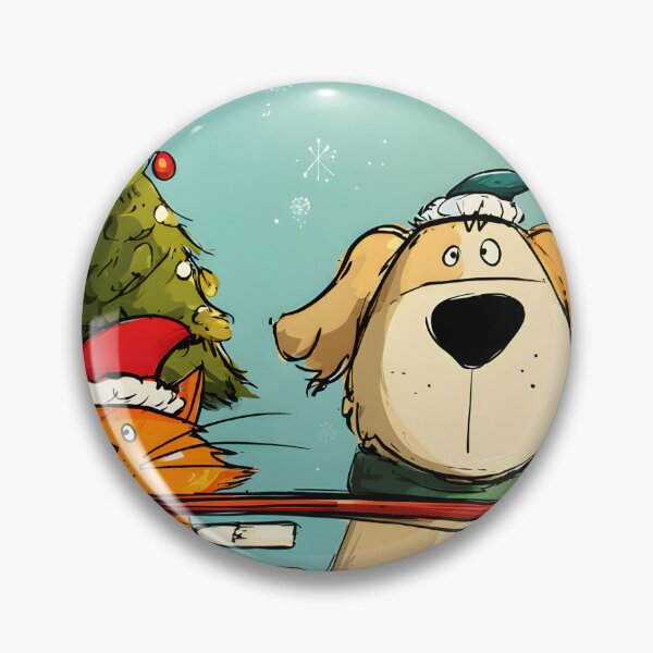Item preview, Santa Paws Road Trip- Cartoon Dog and Cat in Red Car with Christmas Tree designed and sold by OlfactoART Studio.