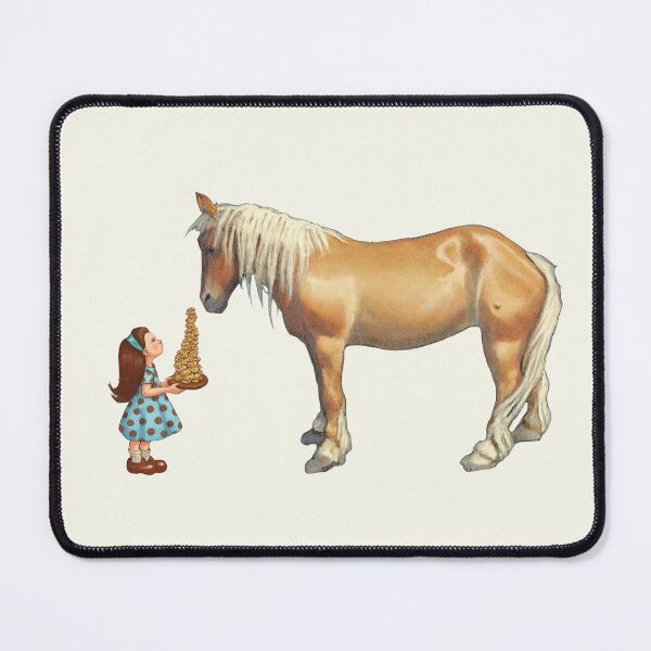 Item preview, Little Girl with Cookies, Big Palomino Horse, Illustration designed and sold by JoyfulWhimsy.