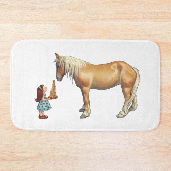 Item preview, Little Girl with Cookies, Big Palomino Horse, Illustration designed and sold by JoyfulWhimsy.