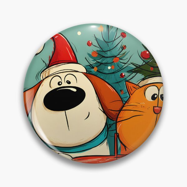 Item preview, Paws on Parade- Cartoon Dog and Cat Driving Red Car Through Snowy Christmas designed and sold by OlfactoART Studio.
