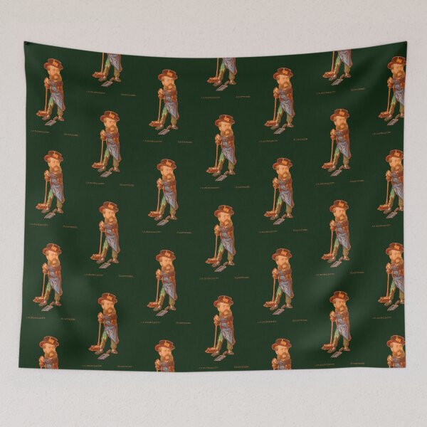 Item preview, Man with Broom and Dustpank - Juan Pedro Chabalgoity emerald green designed and sold by citimonster.