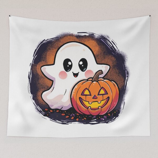Item preview, Halloween pumpkin with a ghost designed and sold by echotek.