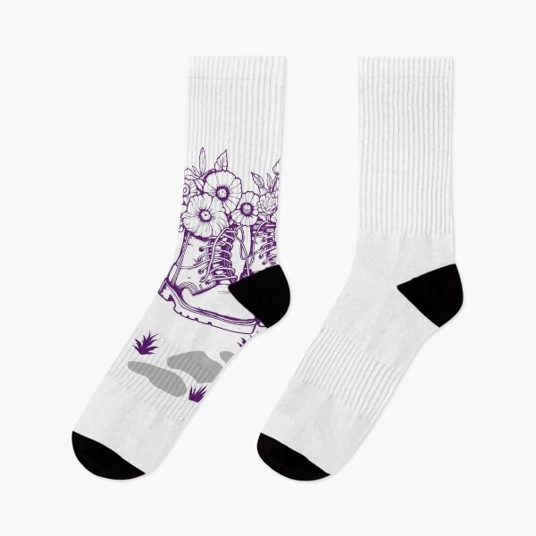 Item preview, A pair of purple boots with vibrant flowers designed and sold by inspiring-bubble.