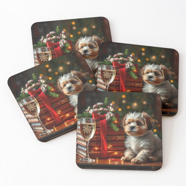 Item preview, Cute Christmas Animal Wall Art Cat Dog Panda Holiday Print Wine Glass Book Lover Decor Floral Bow Xmas Gift for Bookworms & Pet Lovers JPG designed and sold by mierkuhviezdam.