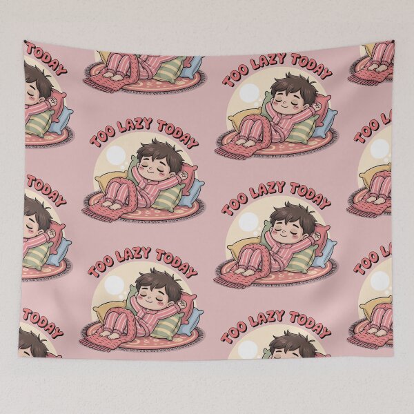 Item preview, Too Lazy Today – Cute Chubby Boy Relaxing Cartoon in Pastel Style designed and sold by Tidarat-27.