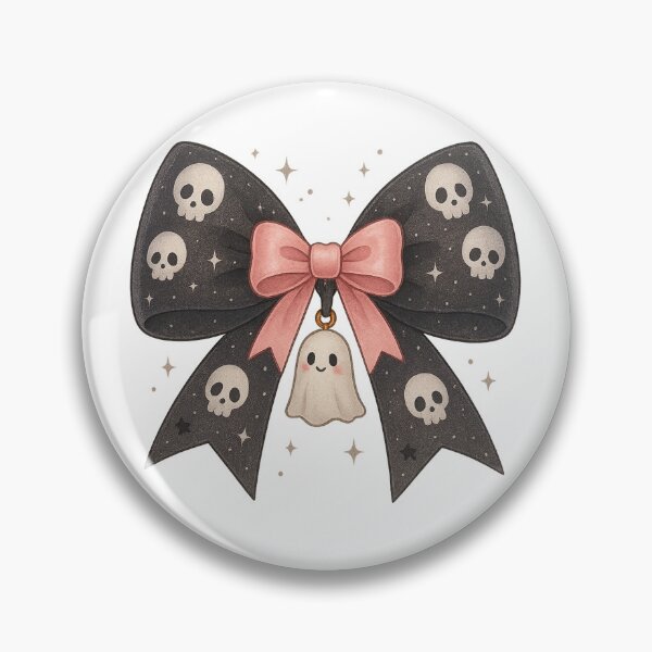 Item preview, Pink Bow with Skull Ghost Cute Gothic Halloween Art designed and sold by ChaaiTee.