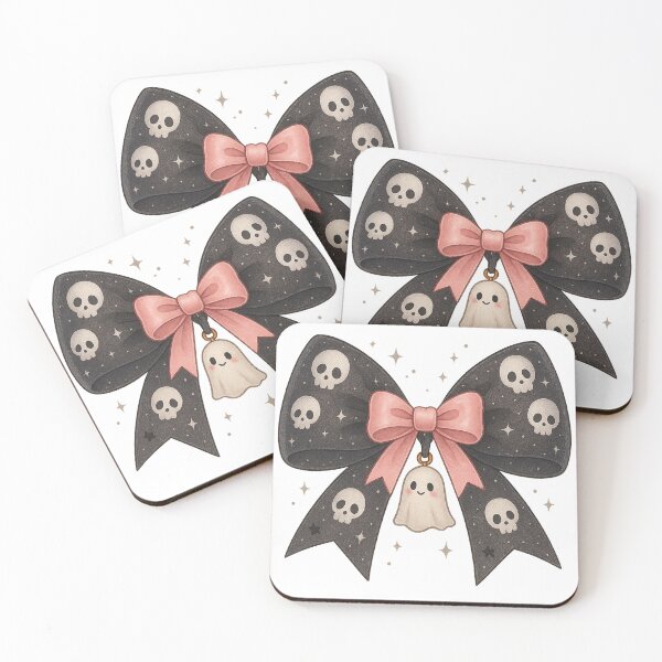 Item preview, Pink Bow with Skull Ghost Cute Gothic Halloween Art designed and sold by ChaaiTee.