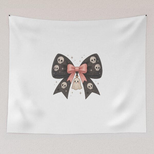 Item preview, Pink Bow with Skull Ghost Cute Gothic Halloween Art designed and sold by ChaaiTee.