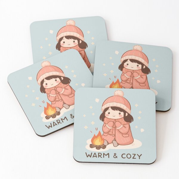 Item preview, Warm & Cozy – Cute Winter Girl by the Fire in Pastel Kawaii Style designed and sold by Tidarat-27.