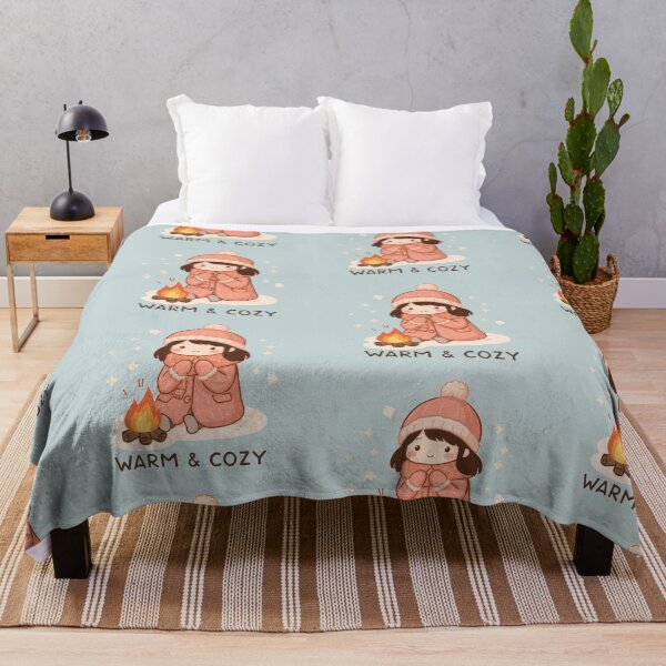 Item preview, Warm & Cozy – Cute Winter Girl by the Fire in Pastel Kawaii Style designed and sold by Tidarat-27.