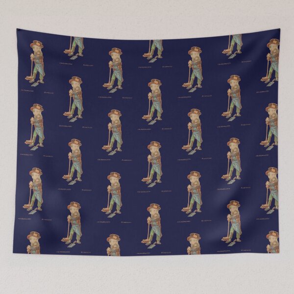 Item preview, Man with Broom and Dustpank - Juan Pedro Chabalgoity midnight blue designed and sold by citimonster.