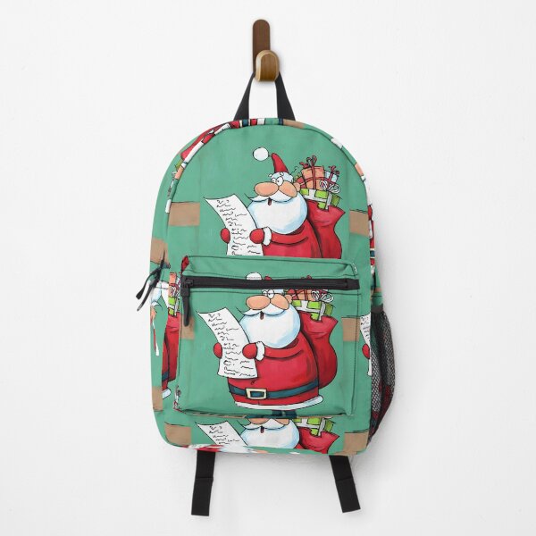 Item preview, Ho Ho Ho Santa Claus with Long Christmas List and Bulging Bag of Colorful Presents designed and sold by OlfactoART Studio.