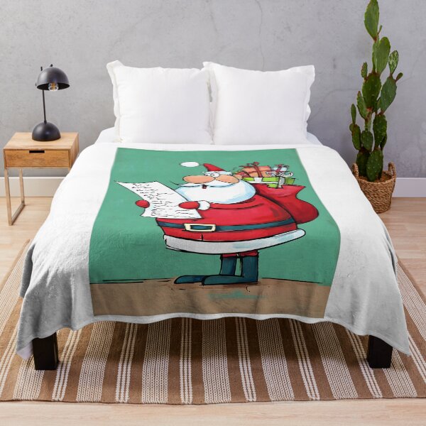 Item preview, Ho Ho Ho Santa Claus with Long Christmas List and Bulging Bag of Colorful Presents designed and sold by OlfactoART Studio.