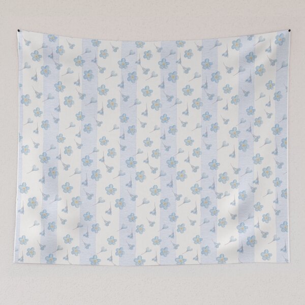Item preview, Forget-Me-Not Heirloom Collection Blue Lilac Flora Stripes designed and sold by Heritage Hive Studio.