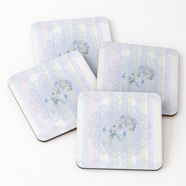 Item preview, Forget-Me-Not Heirloom Lace Collection Blue Lilac Flora Stripes designed and sold by Heritage Hive Studio.