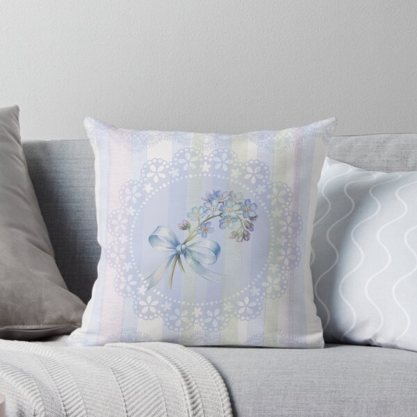 Forget-me-nots floral stripes  pillows 
