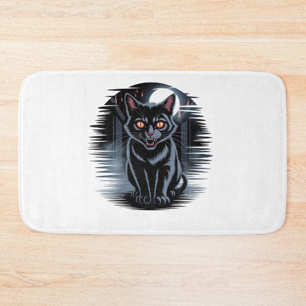 Item preview, Scary Black Cat with Glowing Eyes – Halloween Haunted Night Design designed and sold by AbderraimArt.