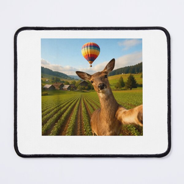 Item preview, Deer Selfie with Hot Air Balloon: Whimsical Countryside & Farm Life Photo designed and sold by LuxeGraphix.