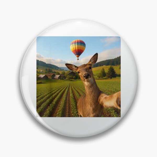 Item preview, Deer Selfie with Hot Air Balloon: Whimsical Countryside & Farm Life Photo designed and sold by LuxeGraphix.