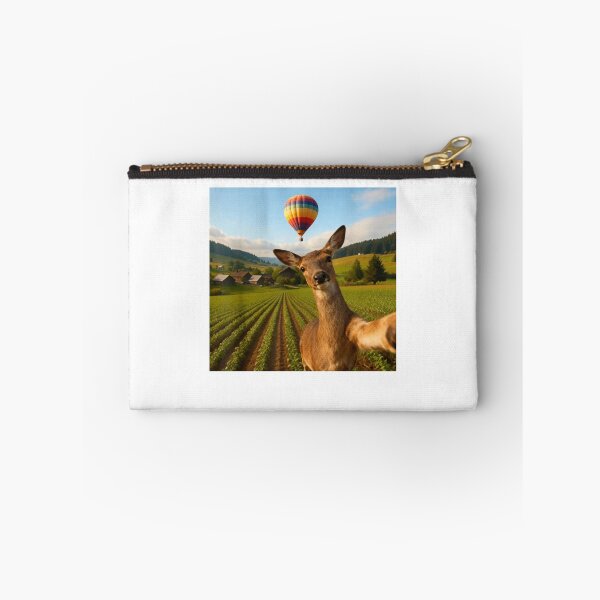 Item preview, Deer Selfie with Hot Air Balloon: Whimsical Countryside & Farm Life Photo designed and sold by LuxeGraphix.