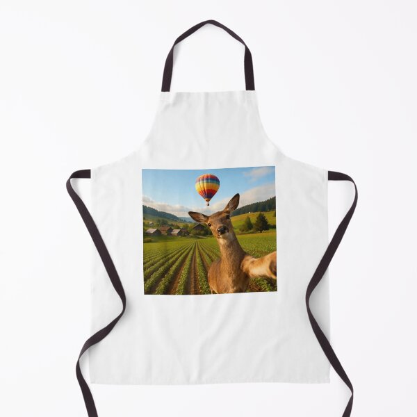 Item preview, Deer Selfie with Hot Air Balloon: Whimsical Countryside & Farm Life Photo designed and sold by LuxeGraphix.