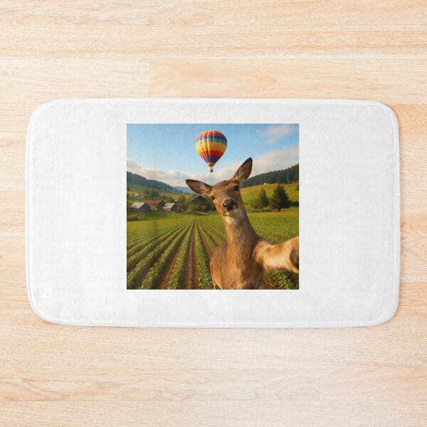 Item preview, Deer Selfie with Hot Air Balloon: Whimsical Countryside & Farm Life Photo designed and sold by LuxeGraphix.