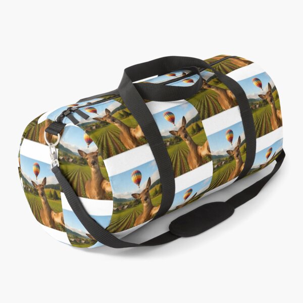 Item preview, Deer Selfie with Hot Air Balloon: Whimsical Countryside & Farm Life Photo designed and sold by LuxeGraphix.