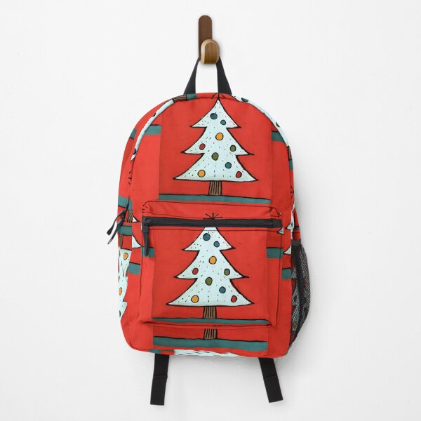 Item preview, Bold Stylized Christmas Tree with Multicolored Ornaments Simple Star and Festive Red Background designed and sold by OlfactoART Studio.