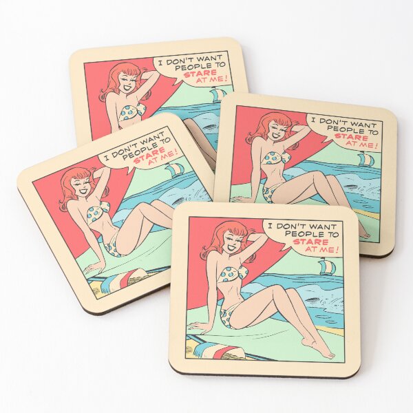 Item preview, Polka Dot Bikini Pin Up Girl • Don't Stare At Me • Retro Comic Pop Art Parody designed and sold by wmxdesign.