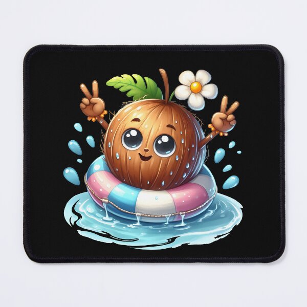 Item preview, Cute Coconut Floating in Swim Ring – Tropical Summer Kawaii Design designed and sold by TheRamesCo.