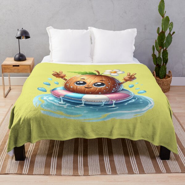 Item preview, Cute Coconut Floating in Swim Ring – Tropical Summer Kawaii Design designed and sold by TheRamesCo.