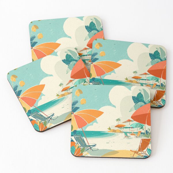 Item preview, Tropical Paradise Beach Retro Poster designed and sold by Moss and Moon Studio.
