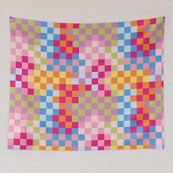 Item preview, rainbow checkerboard grid check pattern designed and sold by winterpumpkin.