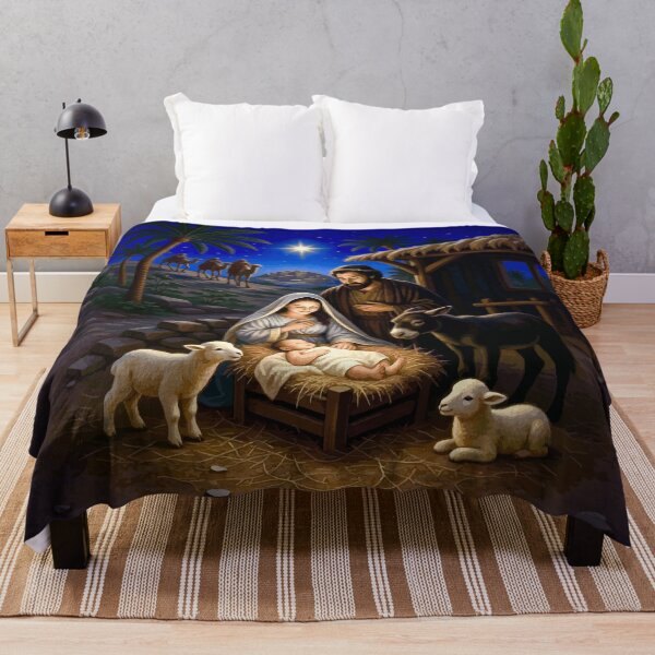 Item preview, Nativity Scene with Baby Jesus in Manger designed and sold by Vicky Brago-Mitchell®.