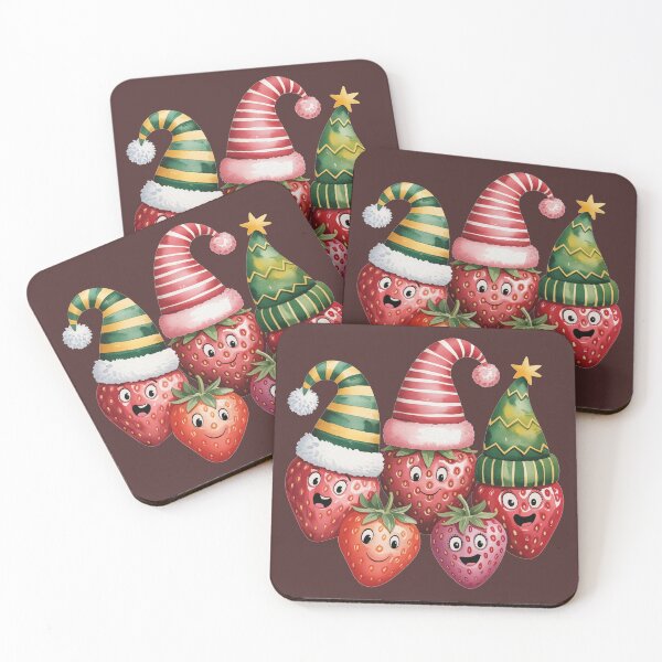 Item preview, christmas Kawaii strawberries designed and sold by jkrphoto.