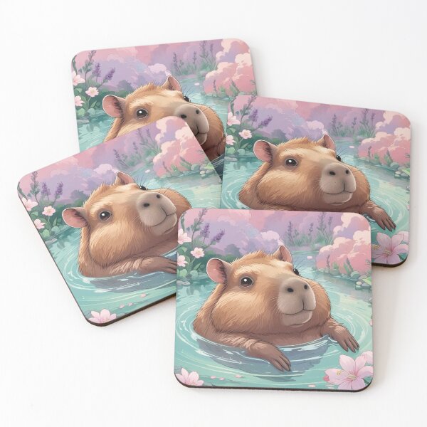 Item preview, A cute capybara relaxing in a hot spring designed and sold by Artshopprivate.