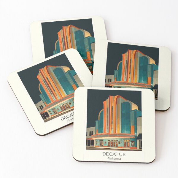Item preview, Decatur Alabama Art Deco Theater Art Print designed and sold by TuncGK.