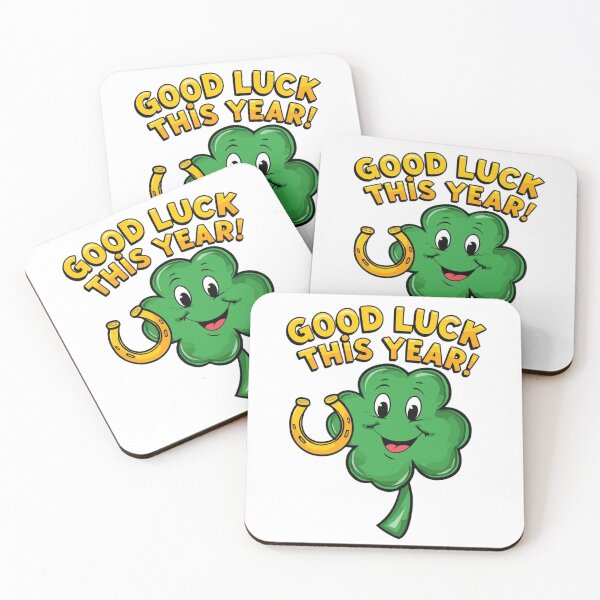 Item preview, Smiling lucky clover with golden horseshoe designed and sold by StormArte.