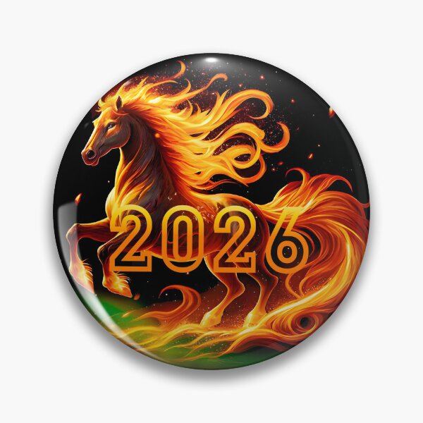 Item preview, 2026 calendar Year of the Fire Horse, fiery horse, Happy New Year! fire on black background designed and sold by orthodox-icon.