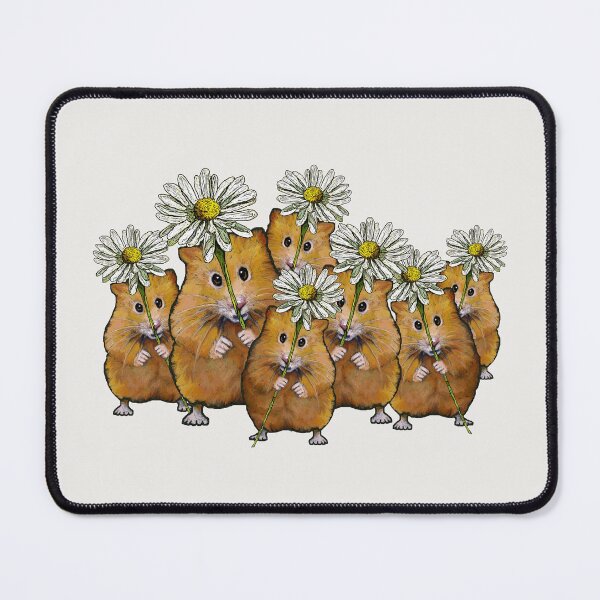Item preview, Hamster Group with Daisies, Cute Animals, Whimsical Art, Flowers,  designed and sold by JoyfulWhimsy.