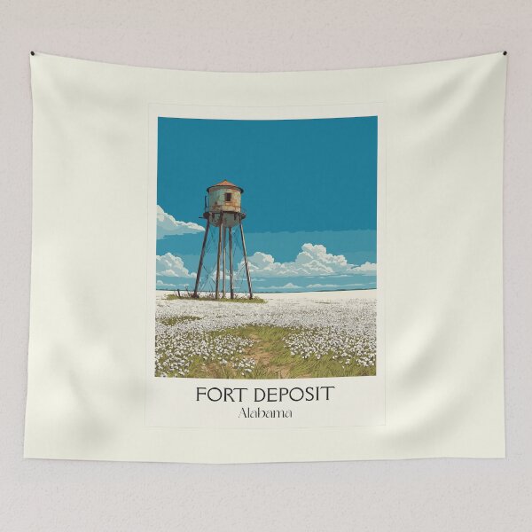 Item preview, Fort Deposit AL Water Tower | Southern Cotton Field Art designed and sold by TuncGK.