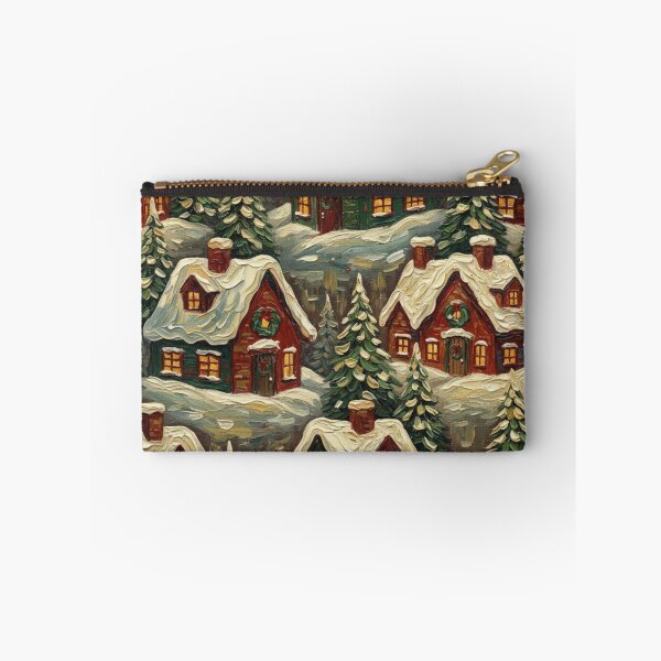 Item preview, Snowy Christmas Cottages Festive Pattern Print designed and sold by MeadowFarmPrint.