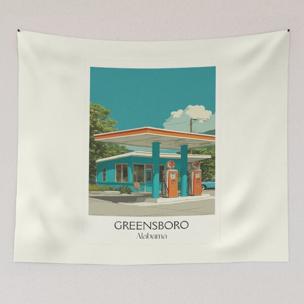 Item preview, Greensboro AL Retro Gas Station | Americana Wall Art designed and sold by TuncGK.