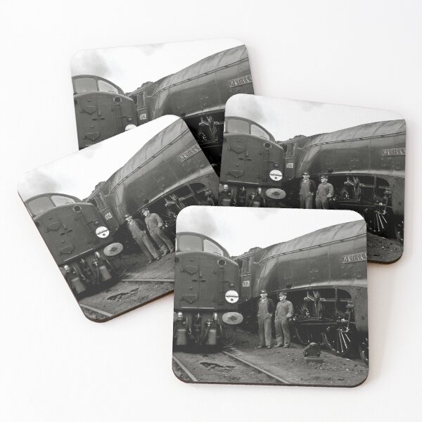 Item preview, Train Drivers pose with LNER A4 Pacific and Class 40 at Haymarket Depot designed and sold by Random Railways.
