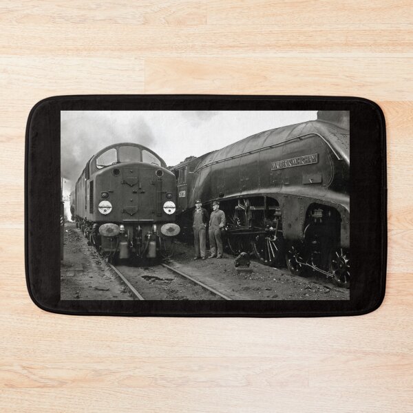 Item preview, Train Drivers pose with LNER A4 Pacific and Class 40 at Haymarket Depot designed and sold by Random Railways.