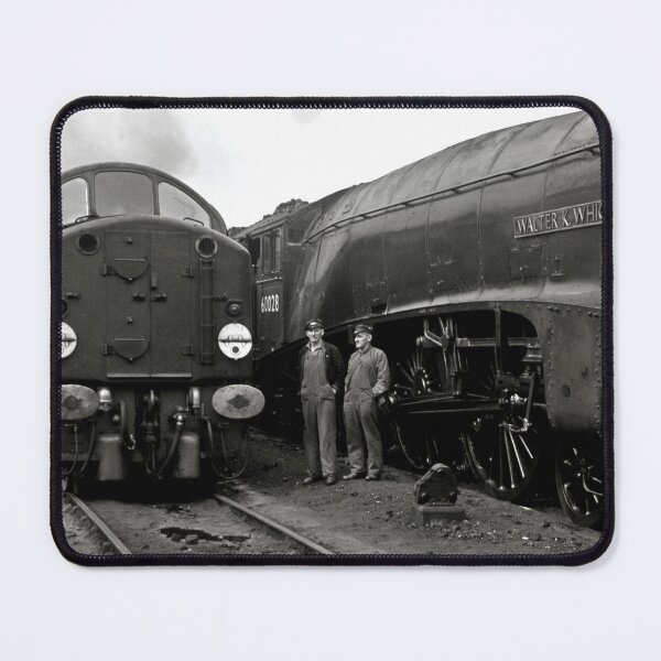 Item preview, Train Drivers pose with LNER A4 Pacific and Class 40 at Haymarket Depot designed and sold by Random Railways.