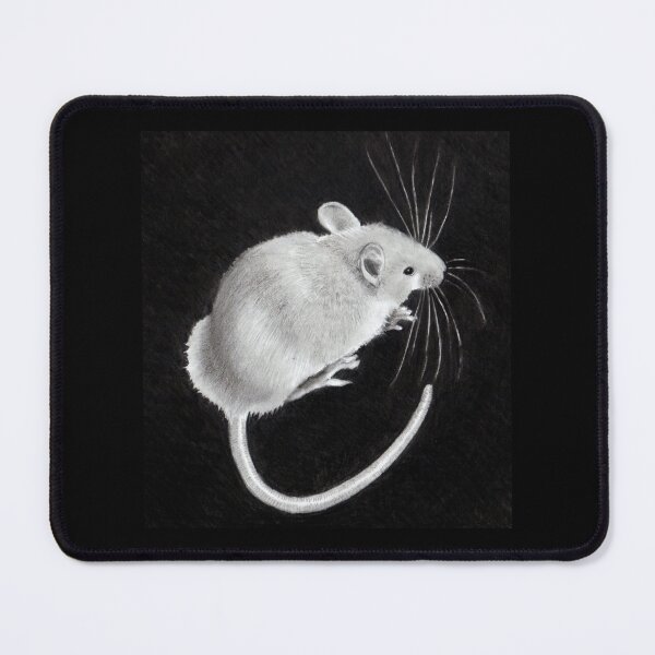 Item preview, Little Grey Mouse on Black, Realistic Pencil Drawing, Critter, Rodent, Art designed and sold by JoyfulWhimsy.